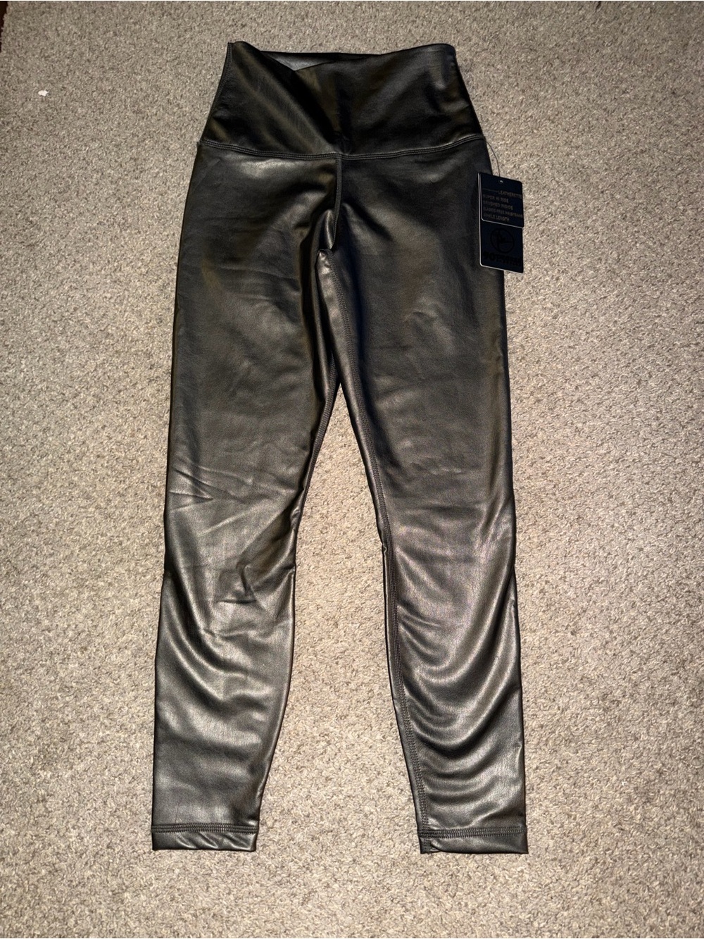 NWT Faux Leather Size Small HR* Ankle length Stretchy Gunmetal Gray Leggings